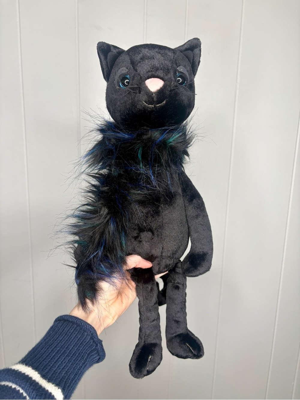 NWT Jellycat Glamorama Cat Black Cat with Fur Boa Halloween Gift Birthday NEW